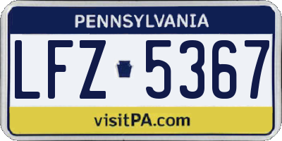 PA license plate LFZ5367