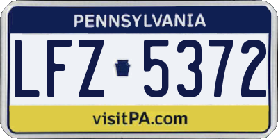 PA license plate LFZ5372