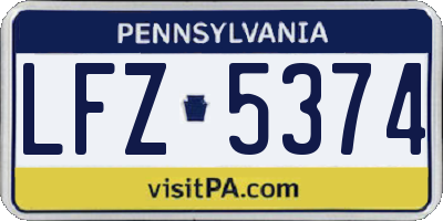 PA license plate LFZ5374
