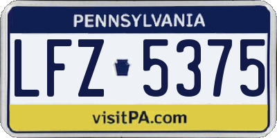 PA license plate LFZ5375