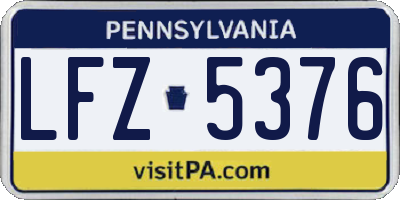 PA license plate LFZ5376