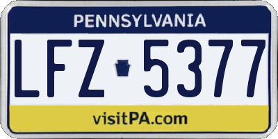 PA license plate LFZ5377