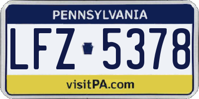 PA license plate LFZ5378