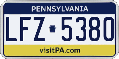 PA license plate LFZ5380
