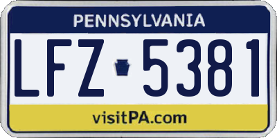 PA license plate LFZ5381