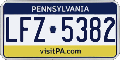 PA license plate LFZ5382