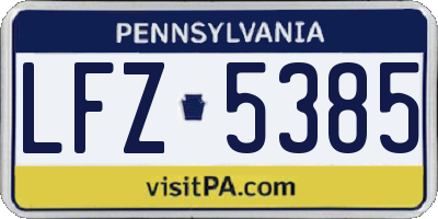 PA license plate LFZ5385