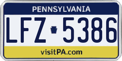 PA license plate LFZ5386
