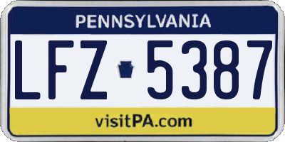 PA license plate LFZ5387