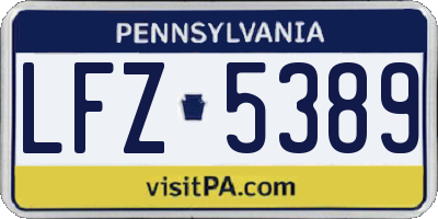 PA license plate LFZ5389