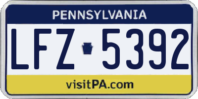 PA license plate LFZ5392