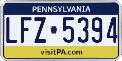 PA license plate LFZ5394