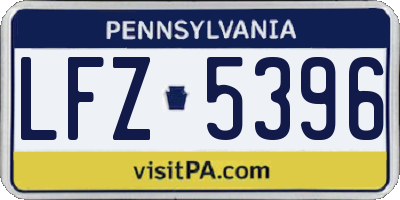 PA license plate LFZ5396