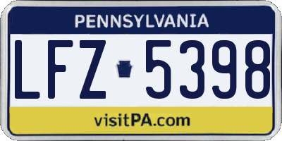 PA license plate LFZ5398