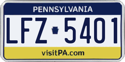 PA license plate LFZ5401