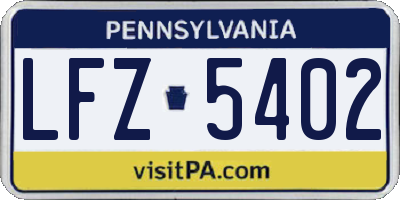PA license plate LFZ5402
