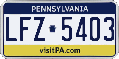 PA license plate LFZ5403
