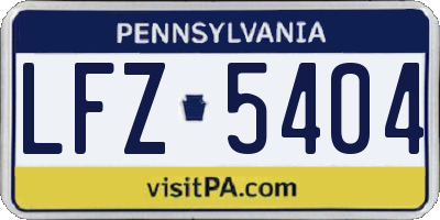 PA license plate LFZ5404
