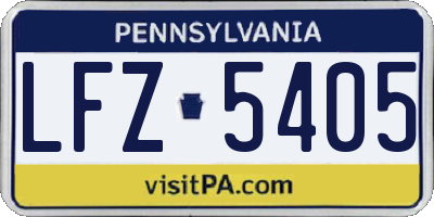 PA license plate LFZ5405