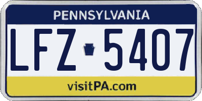 PA license plate LFZ5407