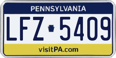 PA license plate LFZ5409