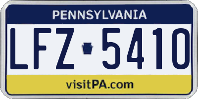 PA license plate LFZ5410