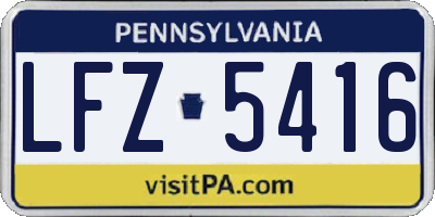 PA license plate LFZ5416