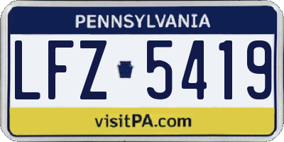 PA license plate LFZ5419