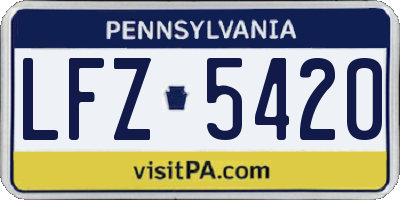 PA license plate LFZ5420
