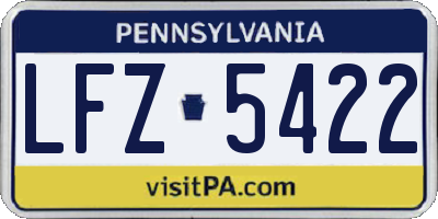 PA license plate LFZ5422