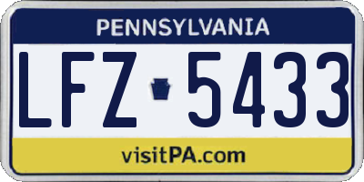 PA license plate LFZ5433