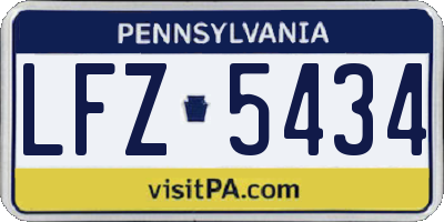 PA license plate LFZ5434