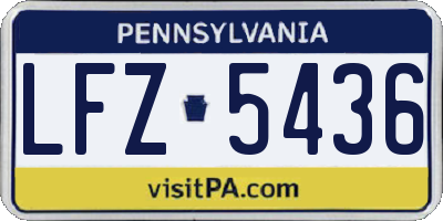 PA license plate LFZ5436