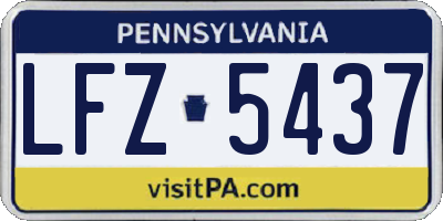 PA license plate LFZ5437