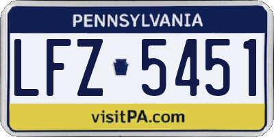 PA license plate LFZ5451