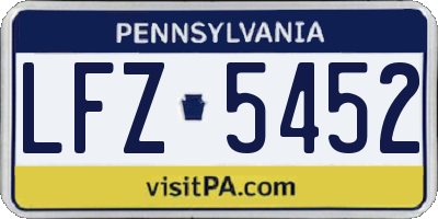 PA license plate LFZ5452