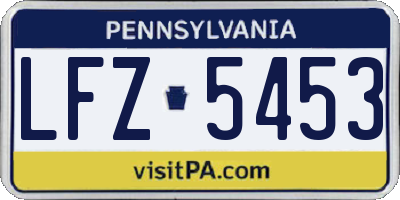 PA license plate LFZ5453