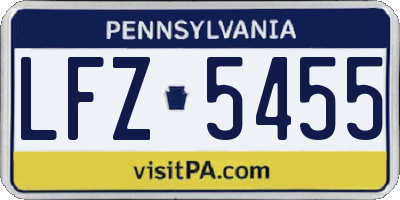 PA license plate LFZ5455