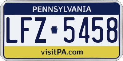 PA license plate LFZ5458