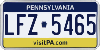 PA license plate LFZ5465