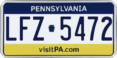 PA license plate LFZ5472