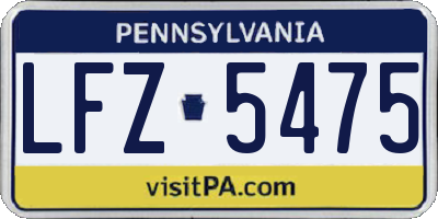 PA license plate LFZ5475