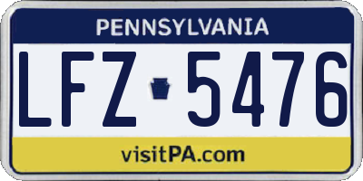 PA license plate LFZ5476