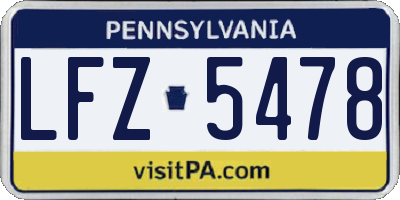 PA license plate LFZ5478
