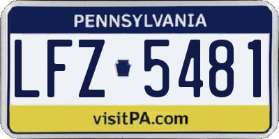 PA license plate LFZ5481