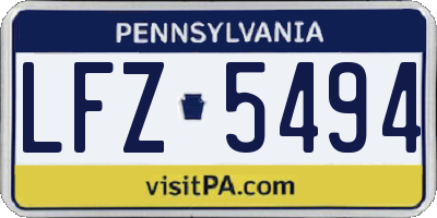 PA license plate LFZ5494