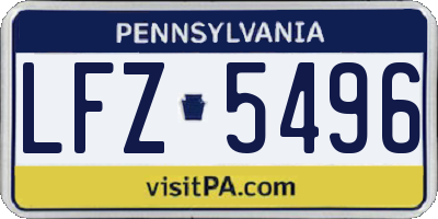PA license plate LFZ5496