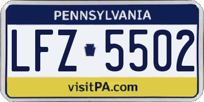 PA license plate LFZ5502