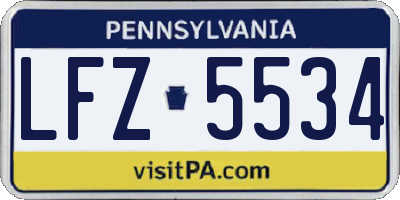 PA license plate LFZ5534