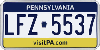 PA license plate LFZ5537